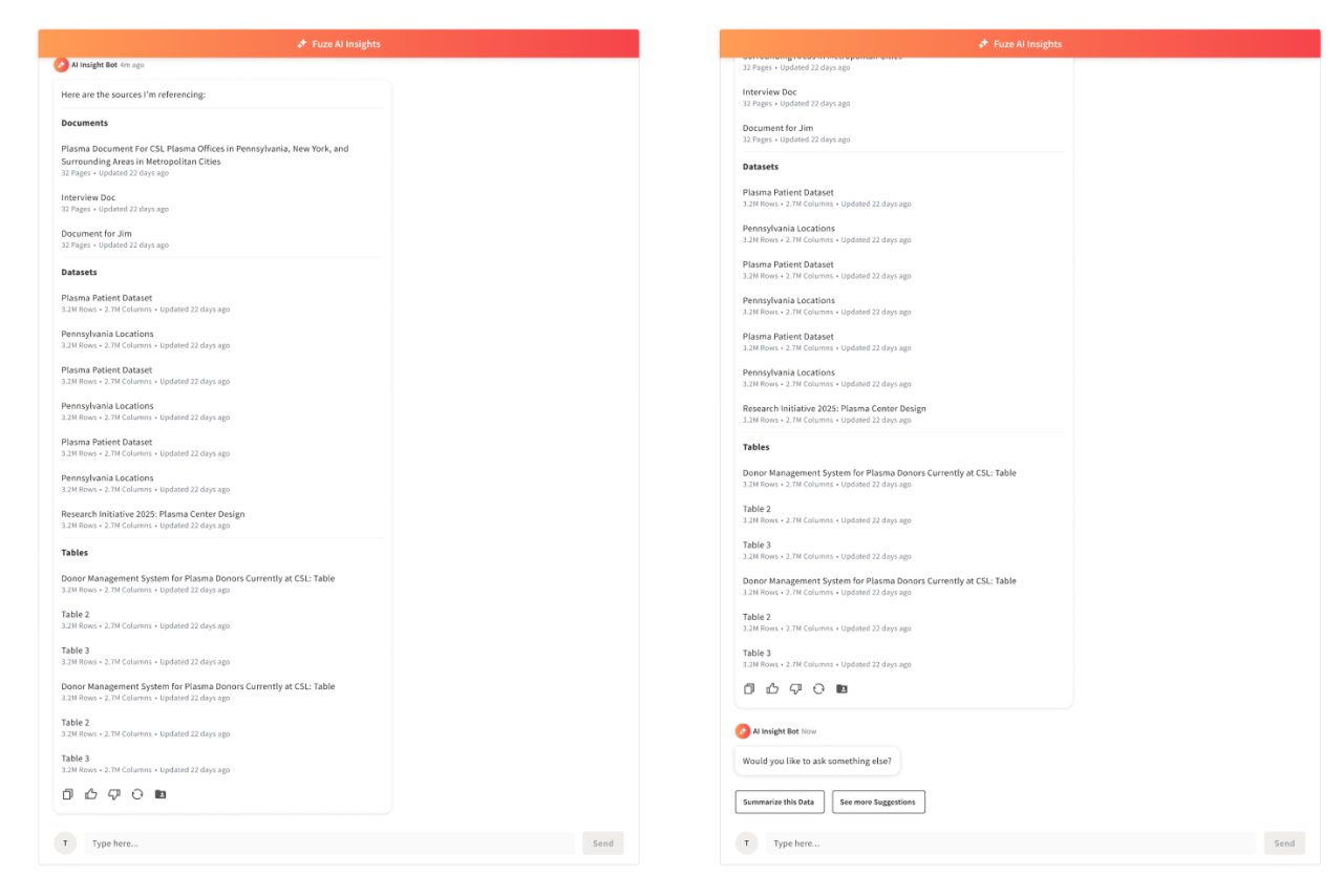 Ask AI — source-visible answer with grounding
