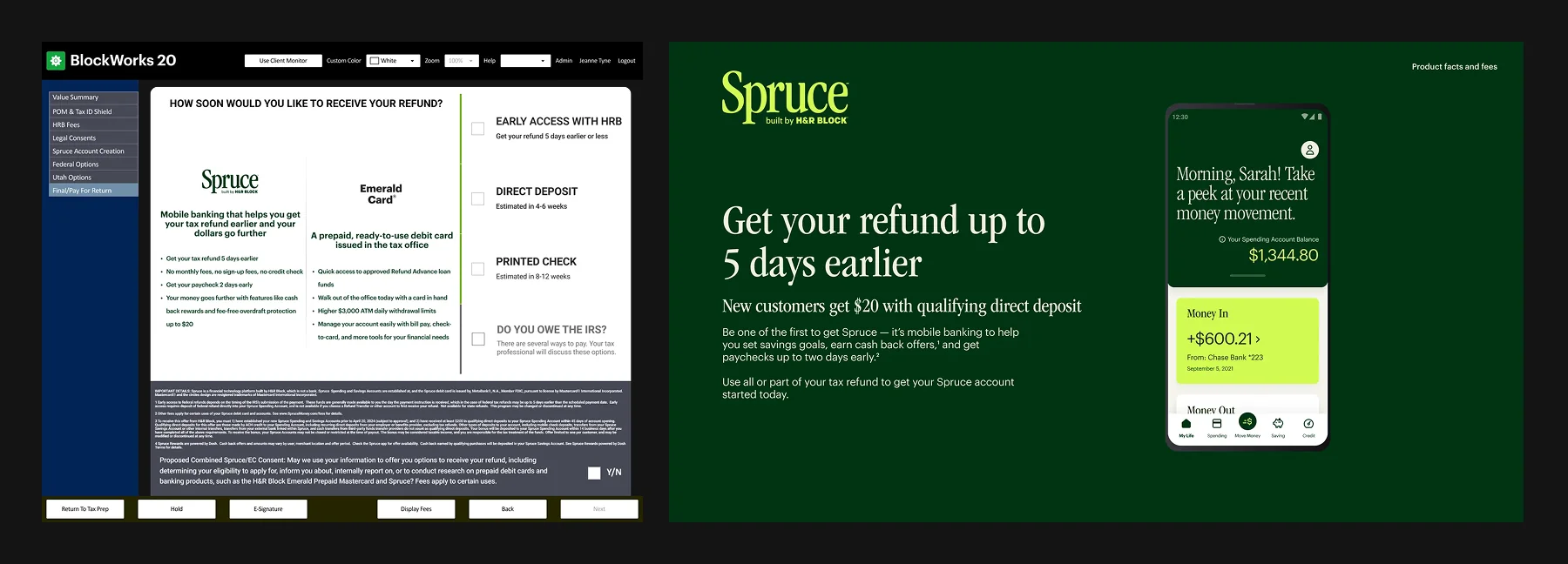 Spruce enrollment across H&R Block tax surfaces